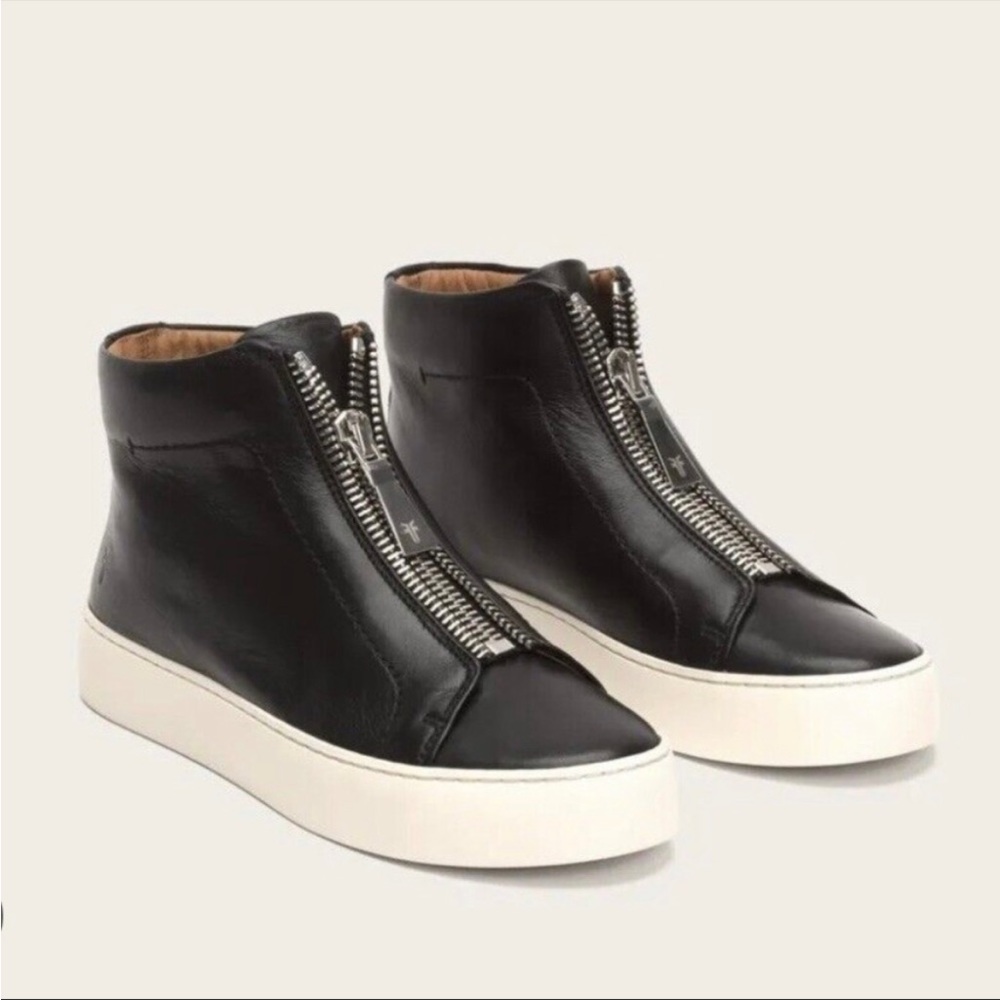 Frye Lena Black Leather High Top Sneakers